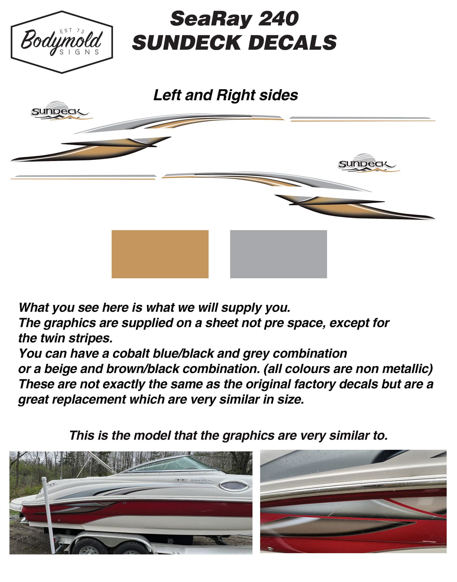 SeaRay 240 Sundeck Decal Kit | OEM-Style Boat Graphics