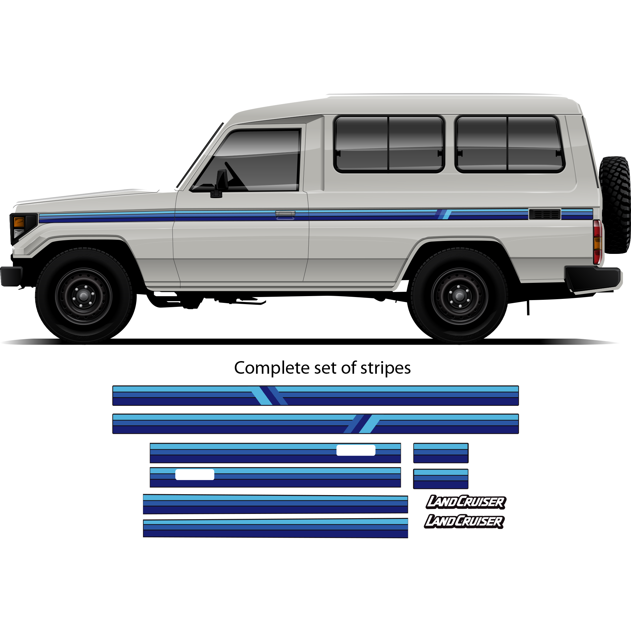 OUTBACK Stripes for Toyota LandCruiser | Retro Vinyl Decal Kit