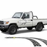 79 Series Ute Angled View with Tyre Track Decals