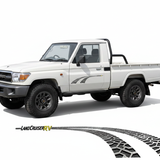 79 Series Ute Angled View with Tyre Track Decals