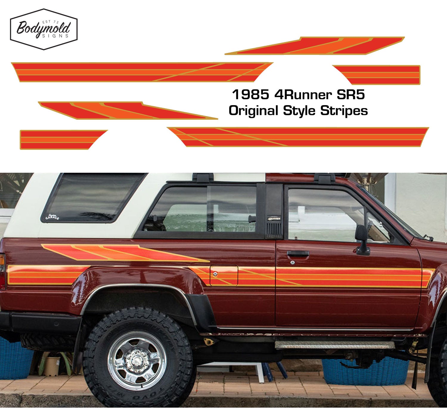 Vintage Style Matte Black Vinyl Decal Graphics Set For Toyota 4Runner 1984-1988