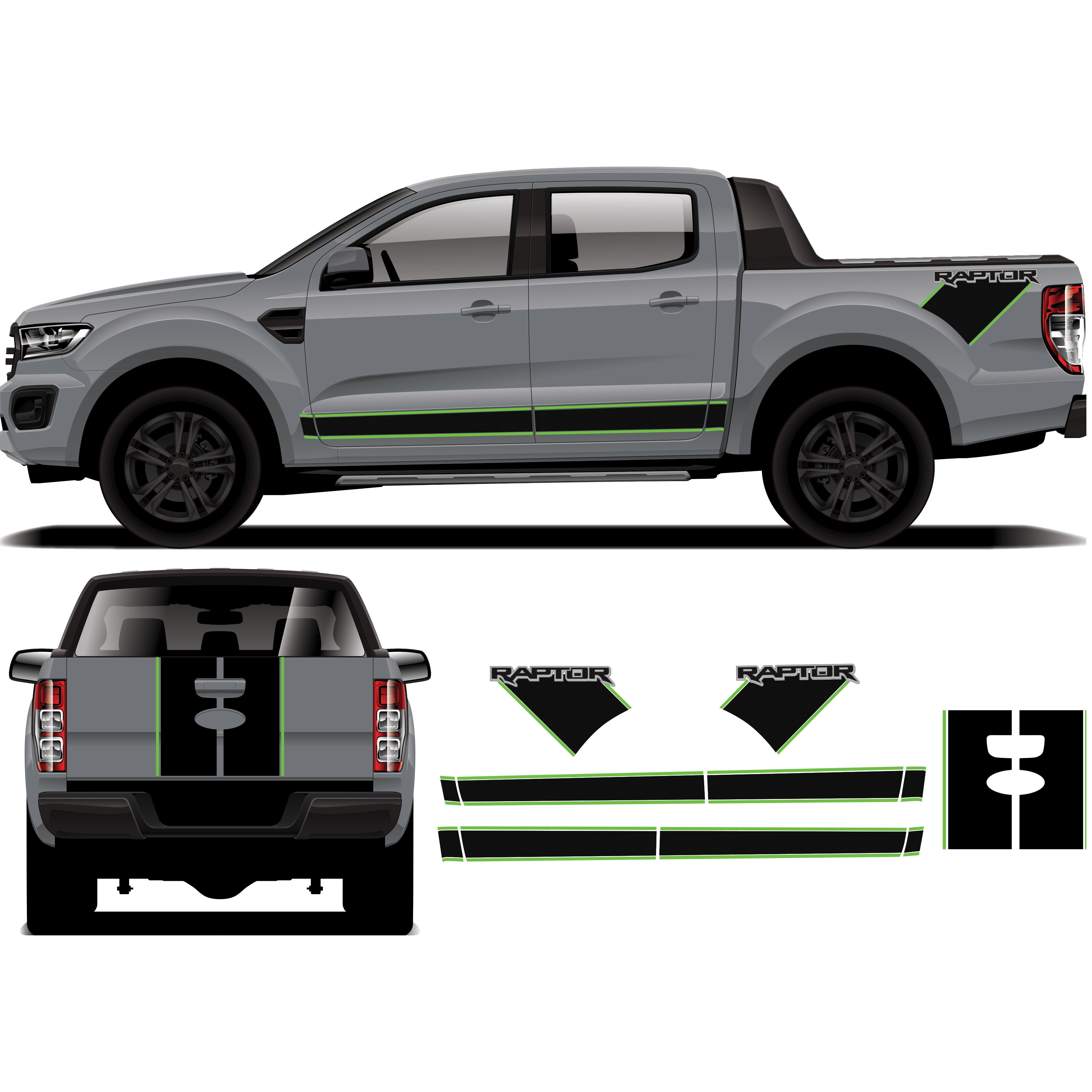thumbnail interactive-video image 1 of Ford Ranger Raptor Style Graphics Decal Kit – UV Resistant Film, Full Body, Made In USA 1 of 4