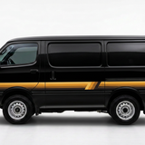 Black HiAce with apricot and orange Palm Beach stripes