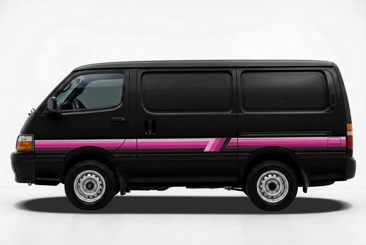 Black HiAce with pink and magenta Palm Beach stripes