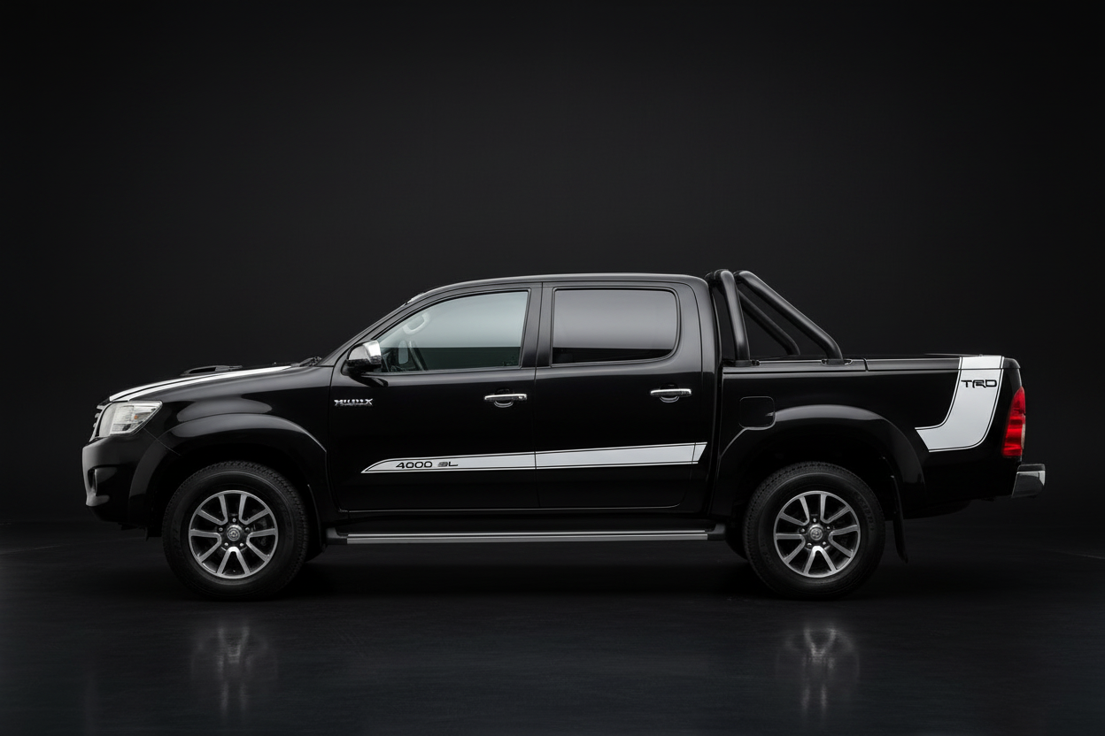 Black Hilux White TRD Stripes