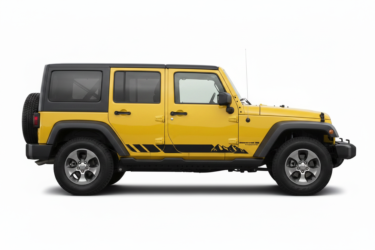 Black Mountain Stripe on Yellow Jeep Wrangler