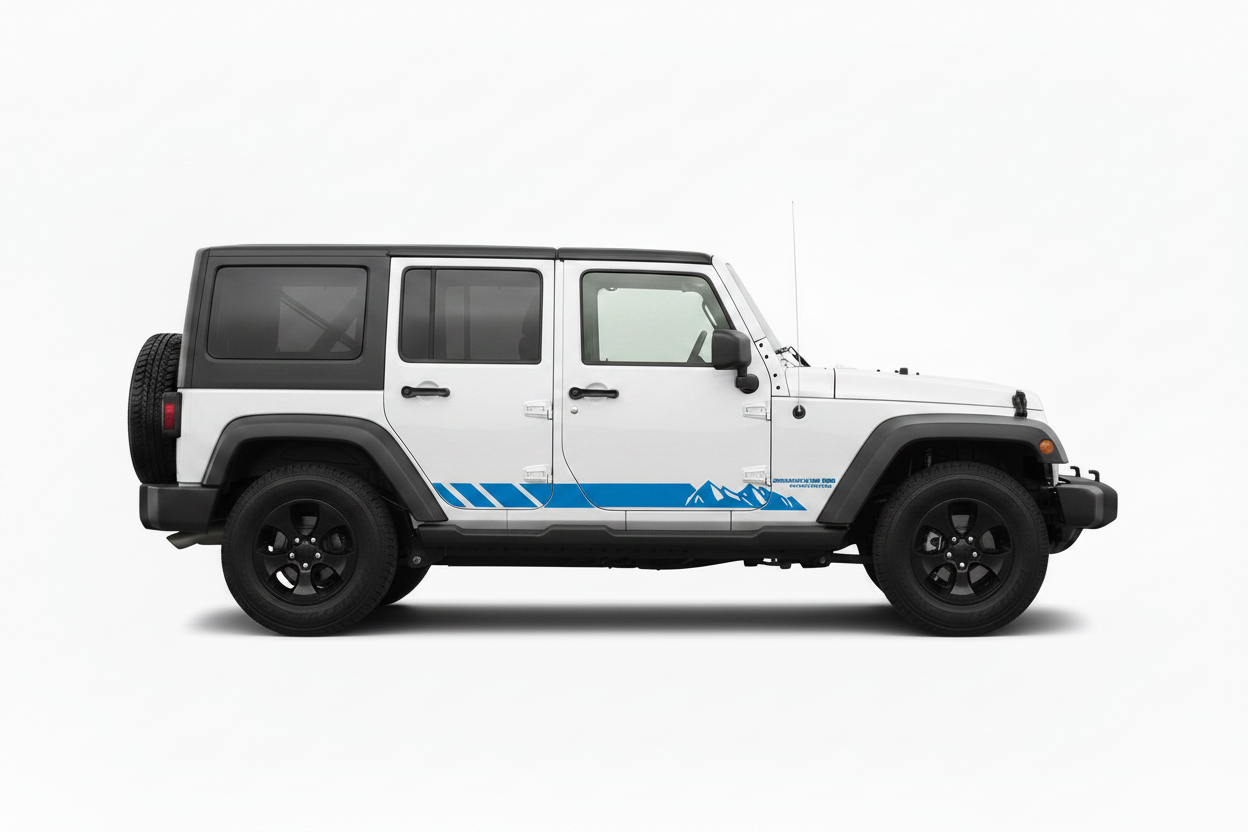 Blue Mountain Stripe on White Jeep