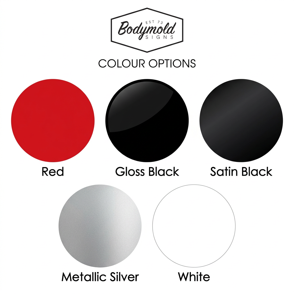 Bodymold Signs colour chart with five colour options