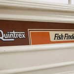 Close-up of the stripe with black Fish Finder lettering