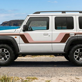Coastal Jimny with chocolate-brown and dusty-pink ESPERANCE stripes