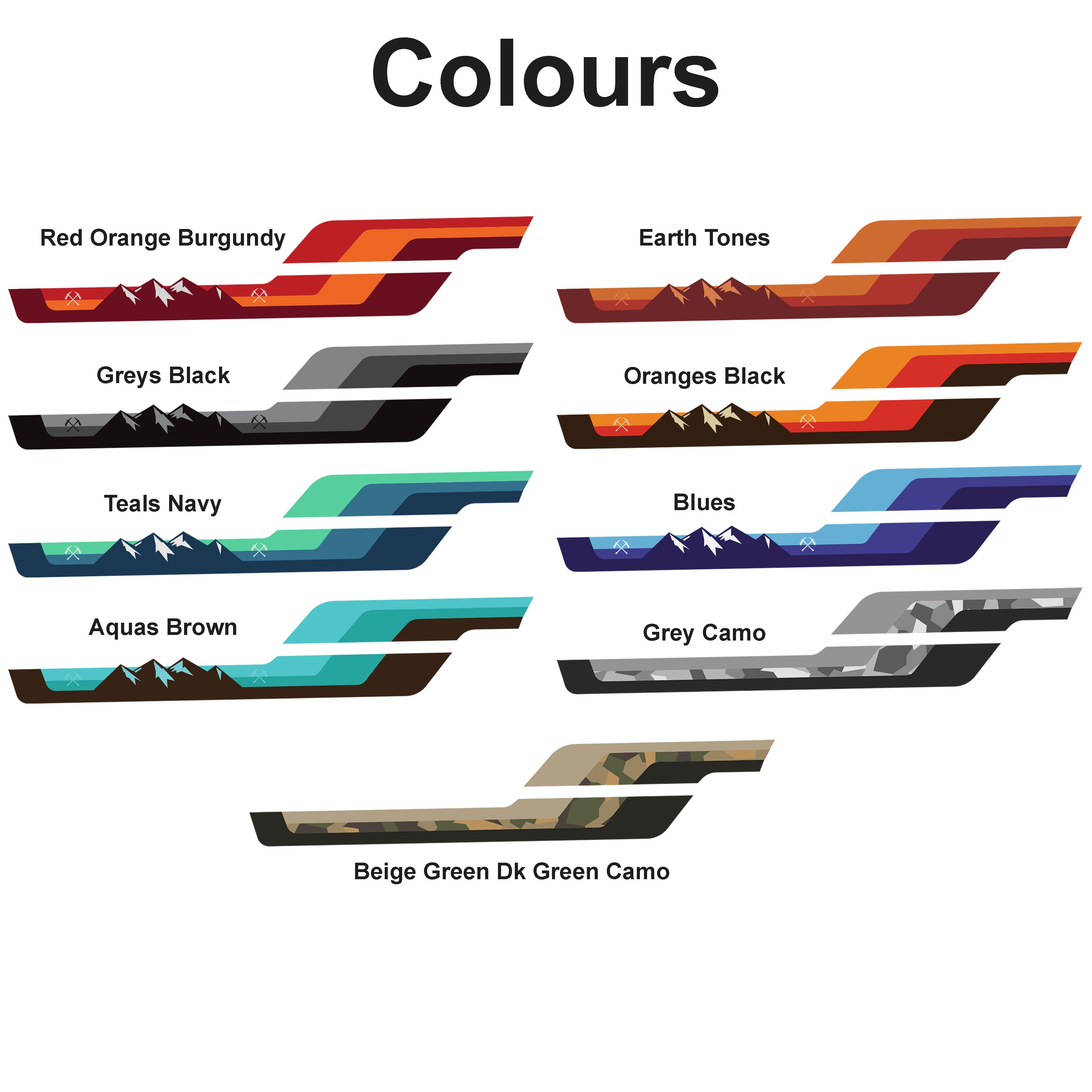 GWM Explorer Stripe Kit | 9 Colour Combos incl. Camo - Bodymold Signs