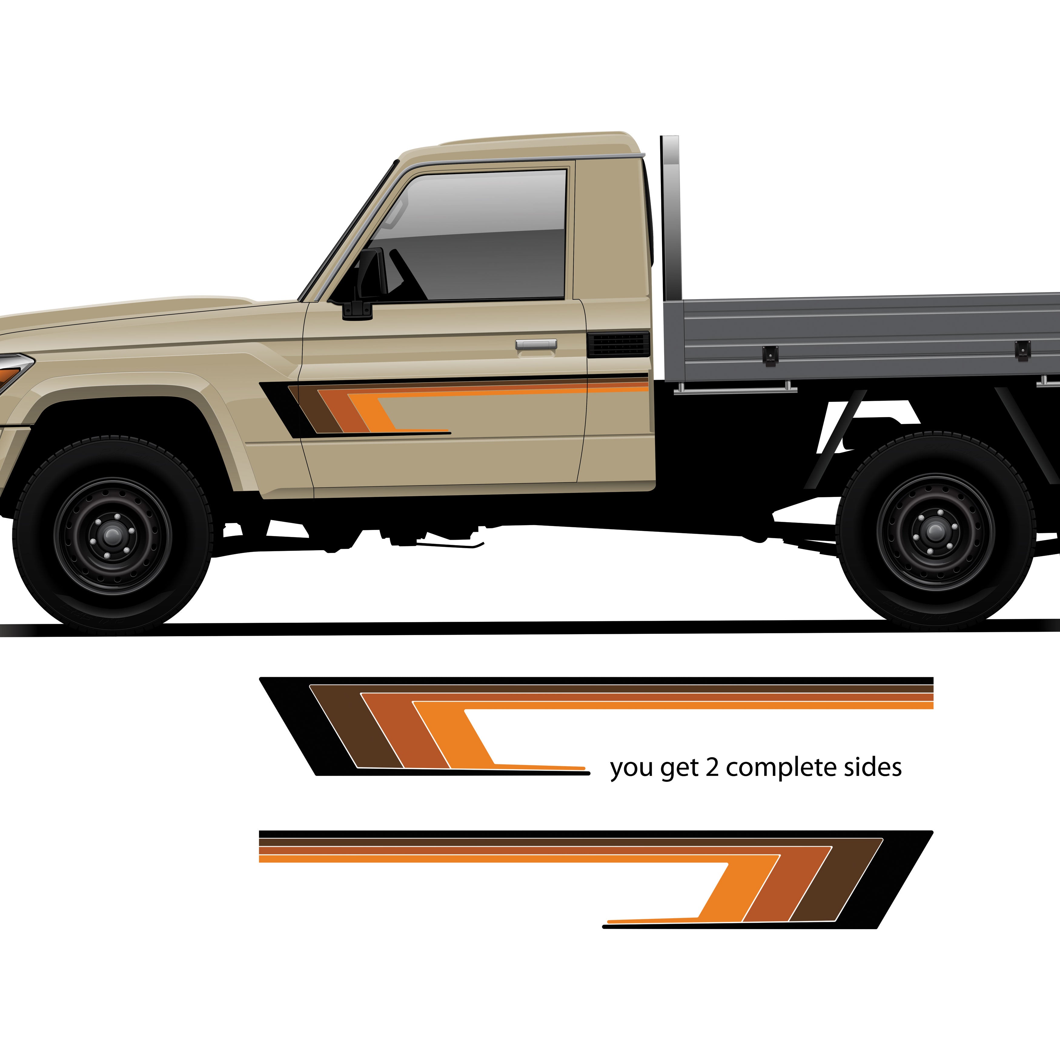 BYRON BAY Stripes for Toyota LandCruiser HZJ79 | Retro Vinyl Decals