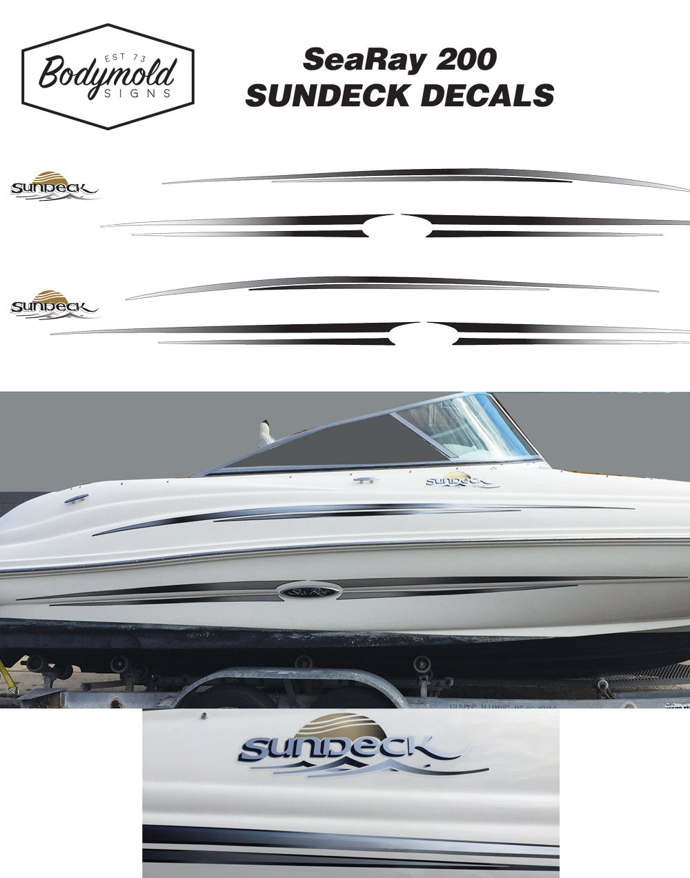 Sea Ray 200 Sundeck graphics. Great copy of original graphics | OEM-Style Boat Graphics