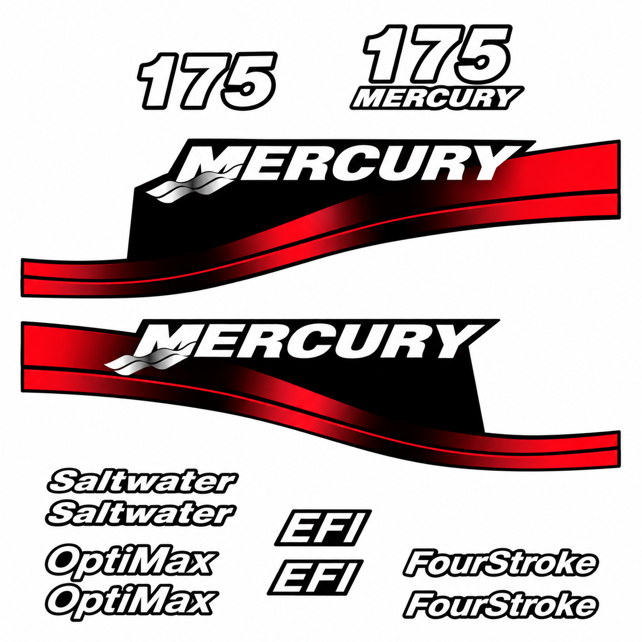 Mercury 175hp red decal kit