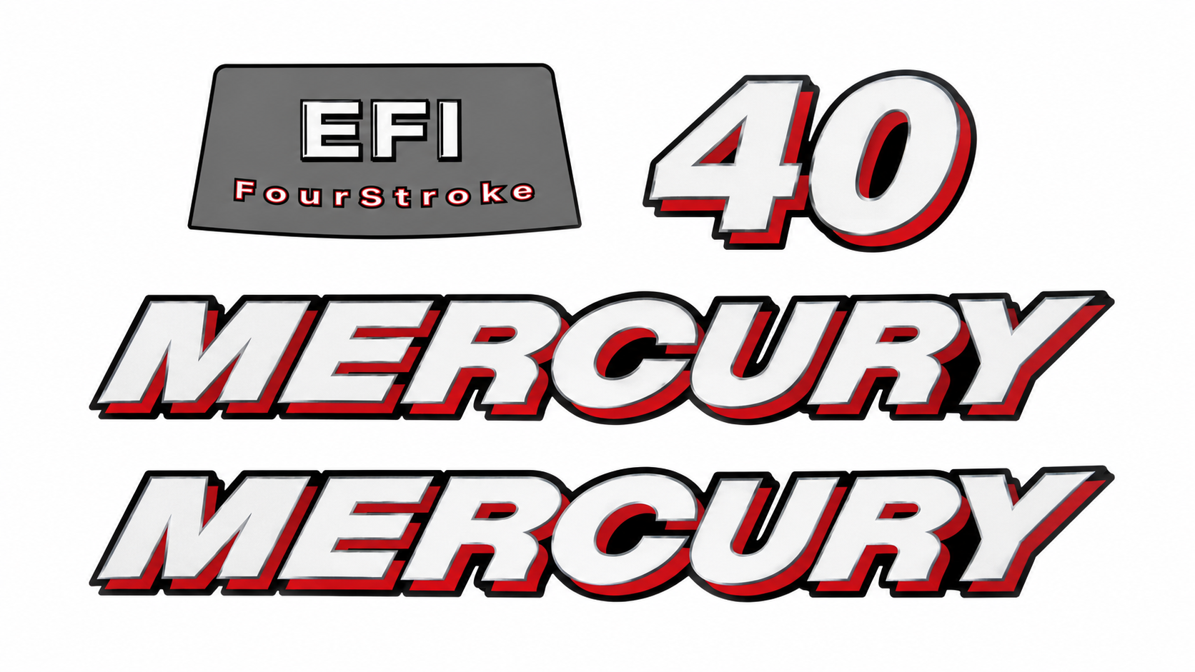 Mercury 40hp Four Stroke EFI decal set