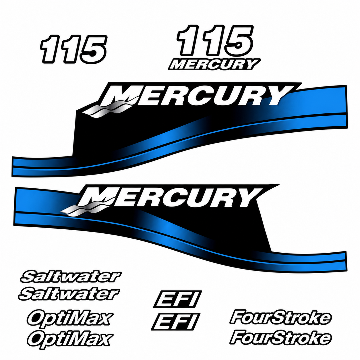 Mercury 115hp blue EFI Saltwater and Four Stroke decal kit