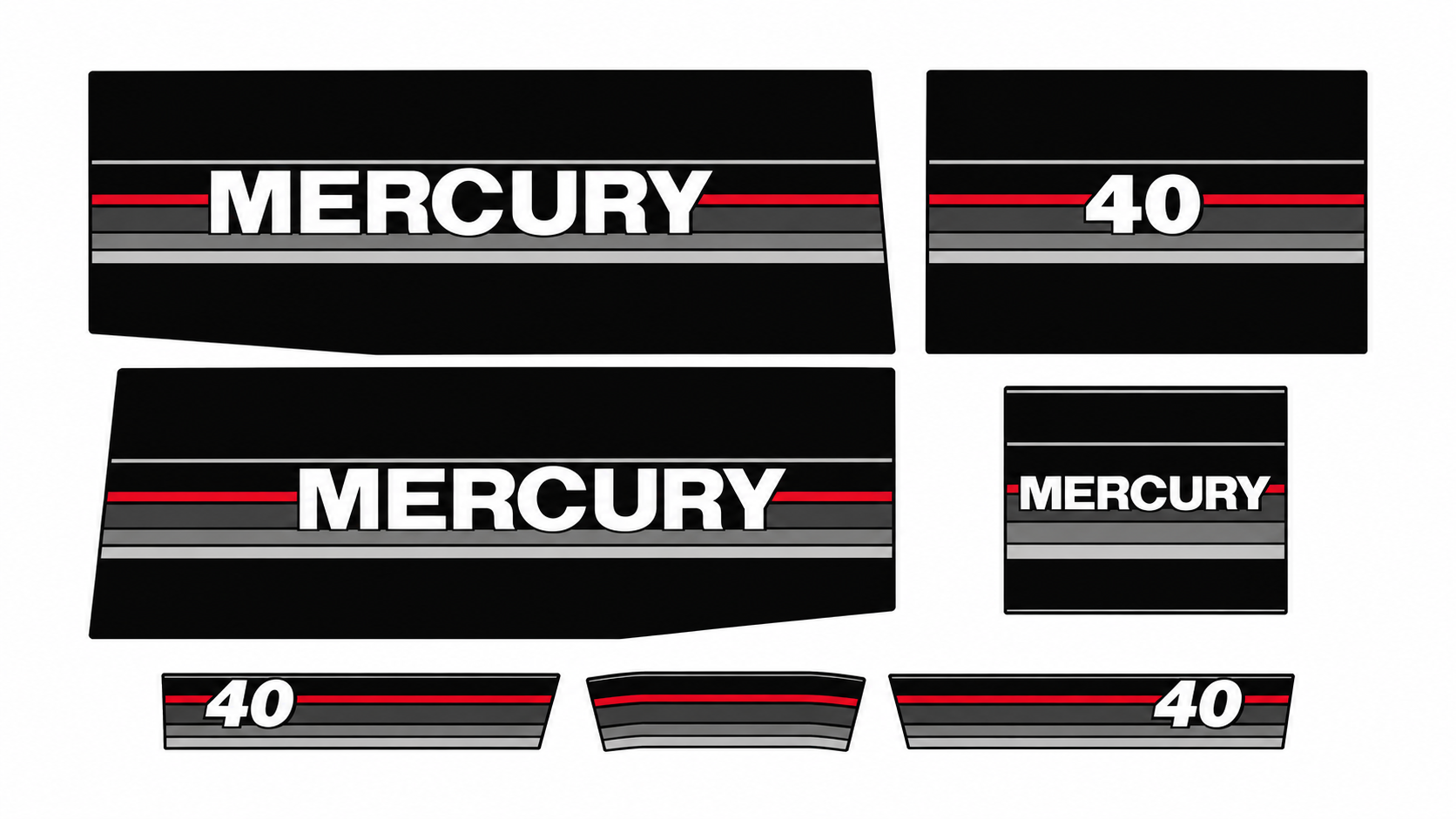 Mercury 1990 40hp replacement decal set