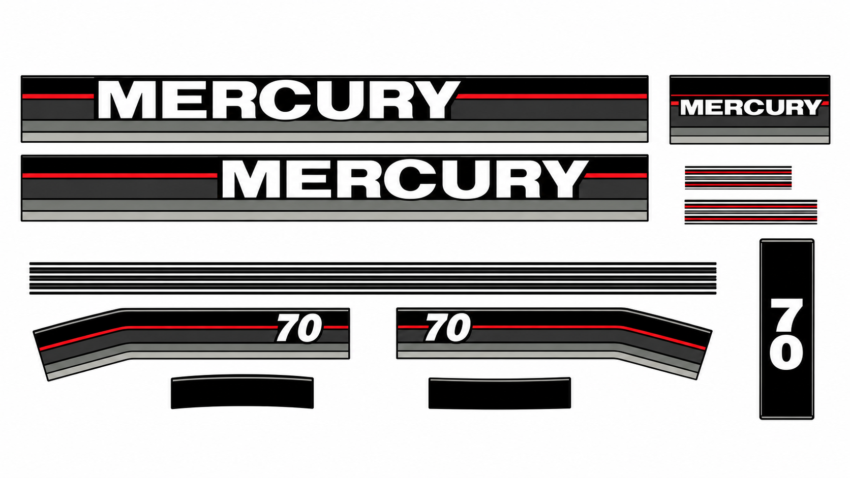 Mercury 1990 70hp replacement decal set