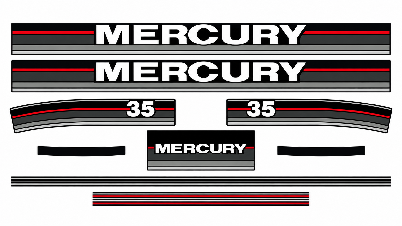 Mercury 1990 35hp replacement decal set