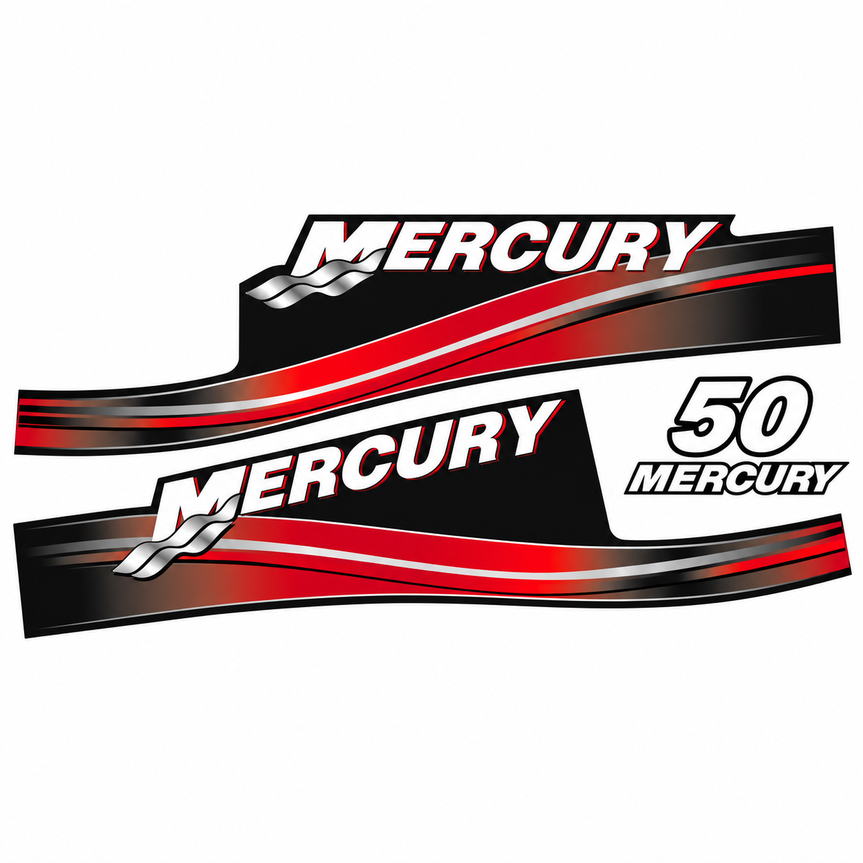 Mercury 2017 50hp red two stroke decal set