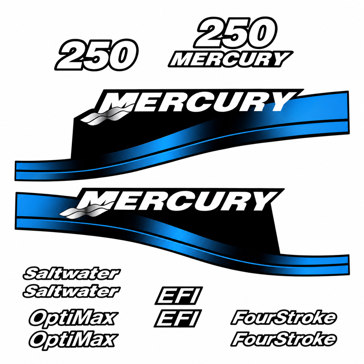Mercury 250hp blue decal kit