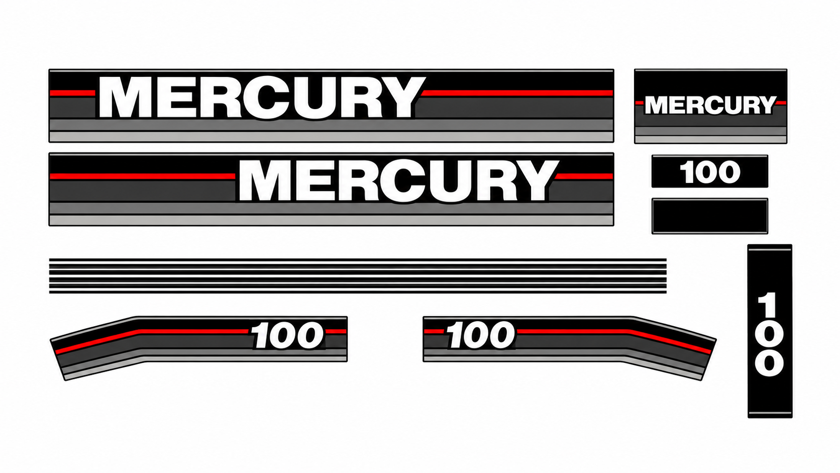 Mercury 1990 100hp replacement decal set