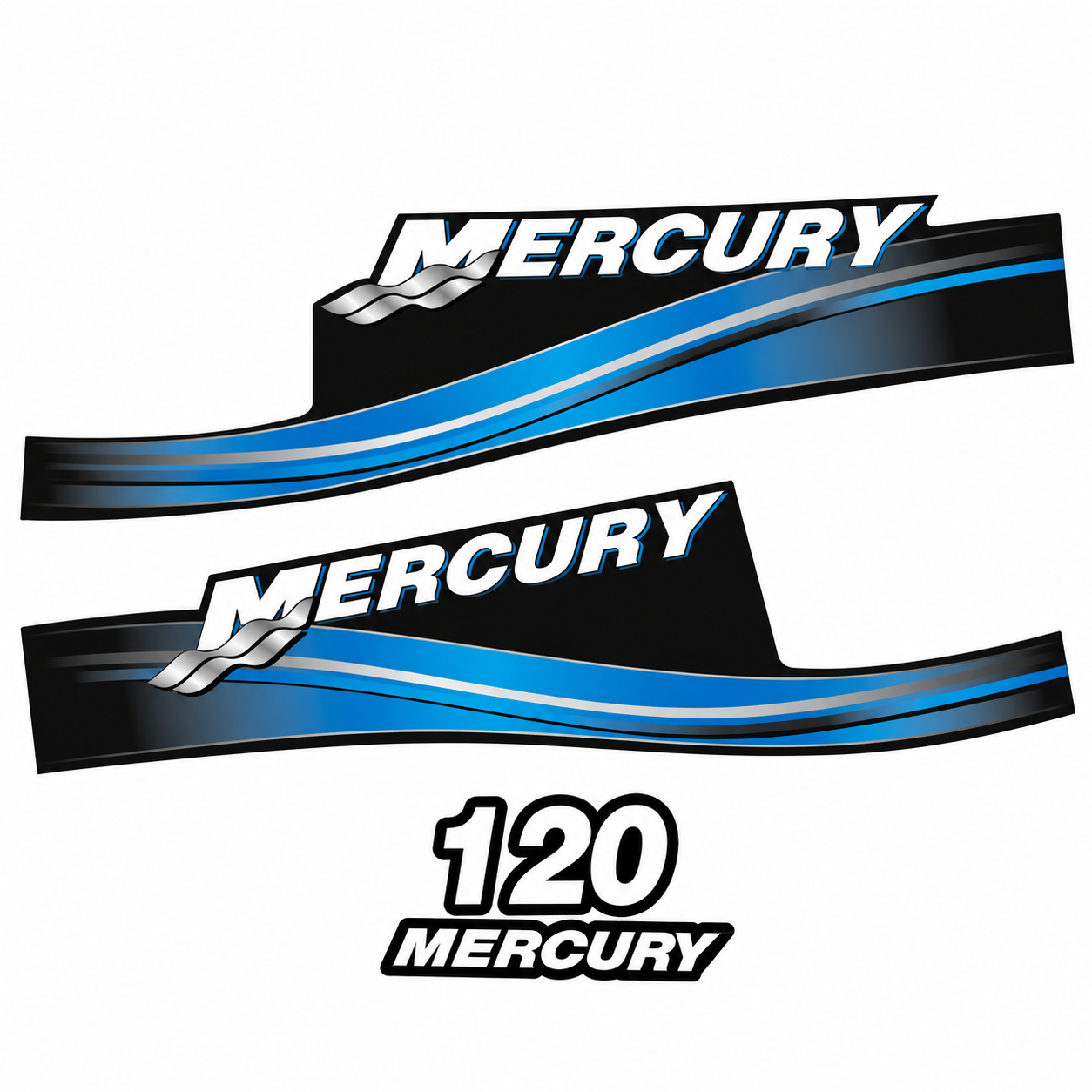 Mercury 2017 120hp blue two stroke decal set