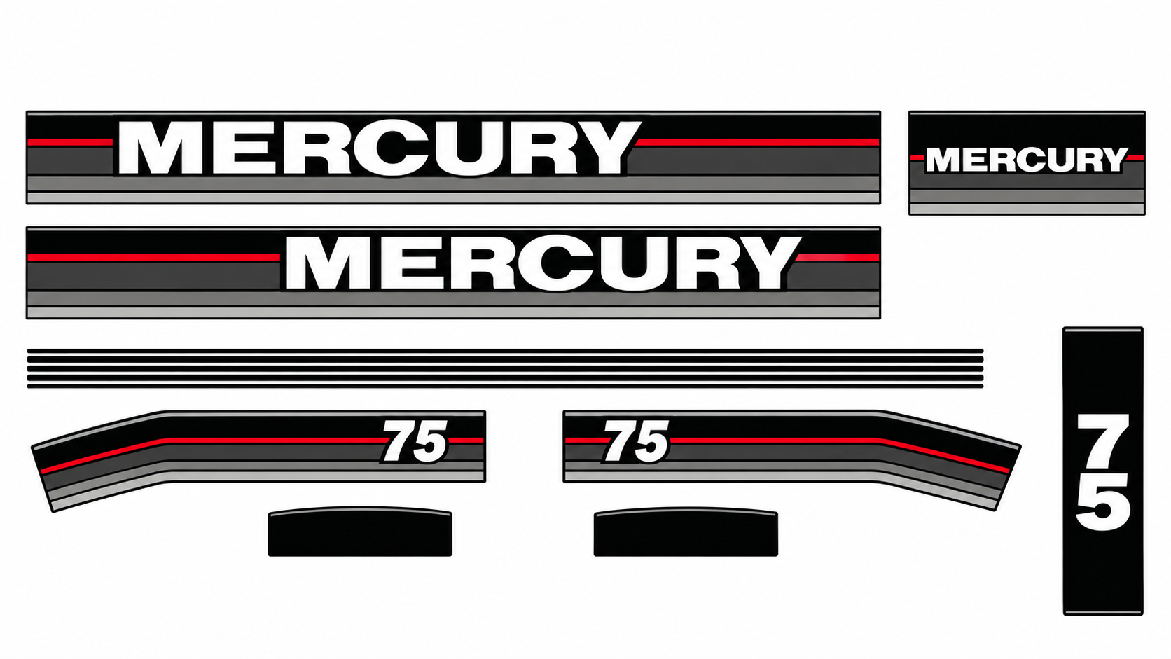 Mercury 1990 75hp replacement decal set