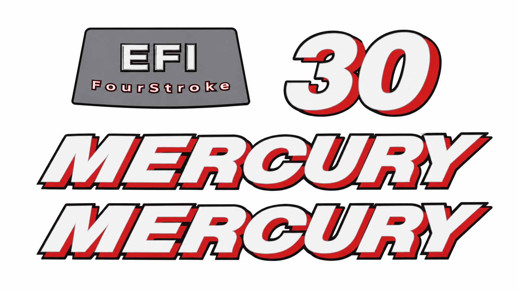 Mercury 30hp Four Stroke EFI decal set