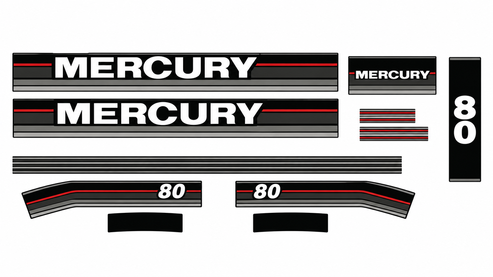 Mercury 1989 80hp vintage outboard decal set
