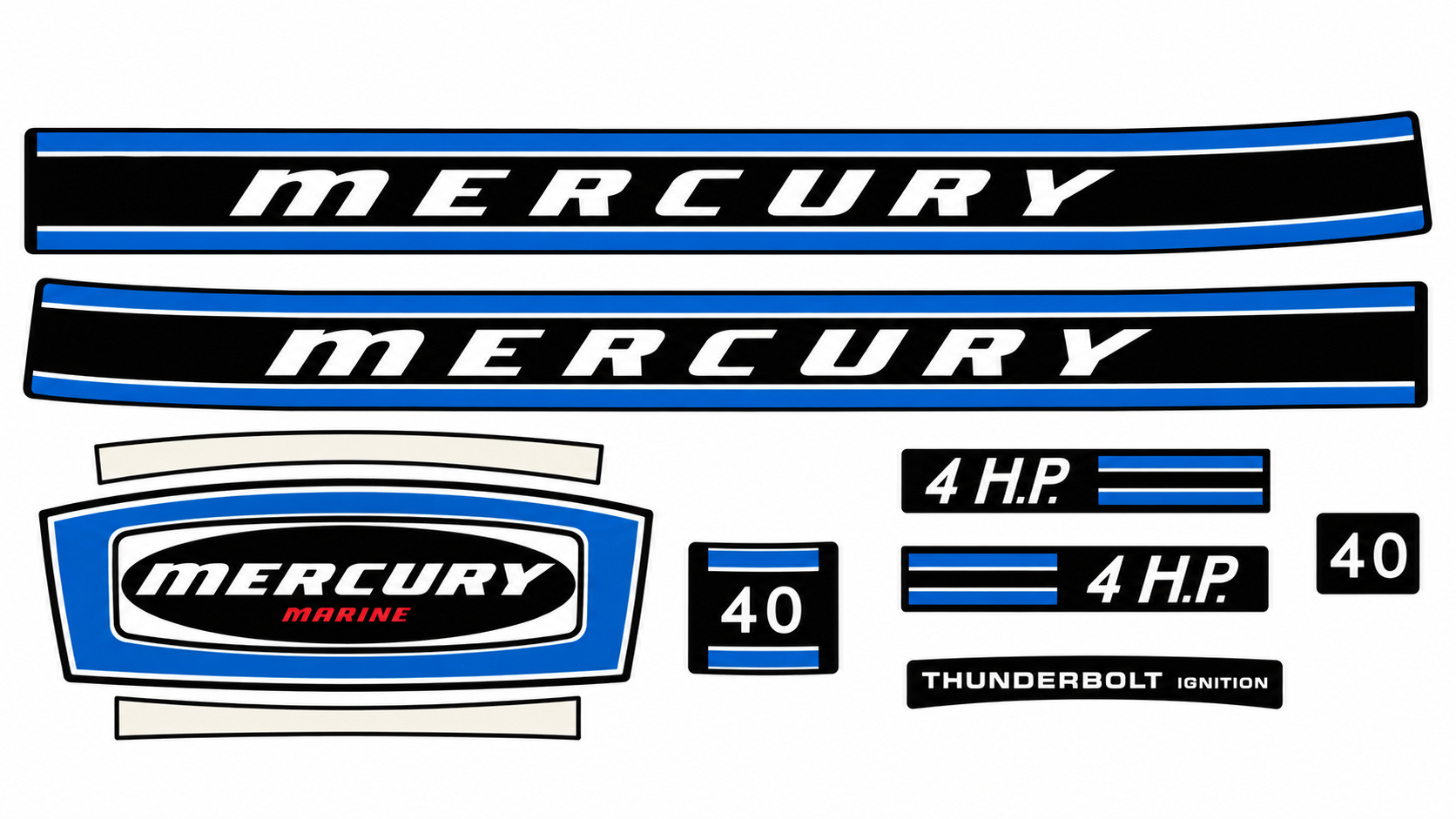 Mercury 1973 4HP vintage outboard decal set