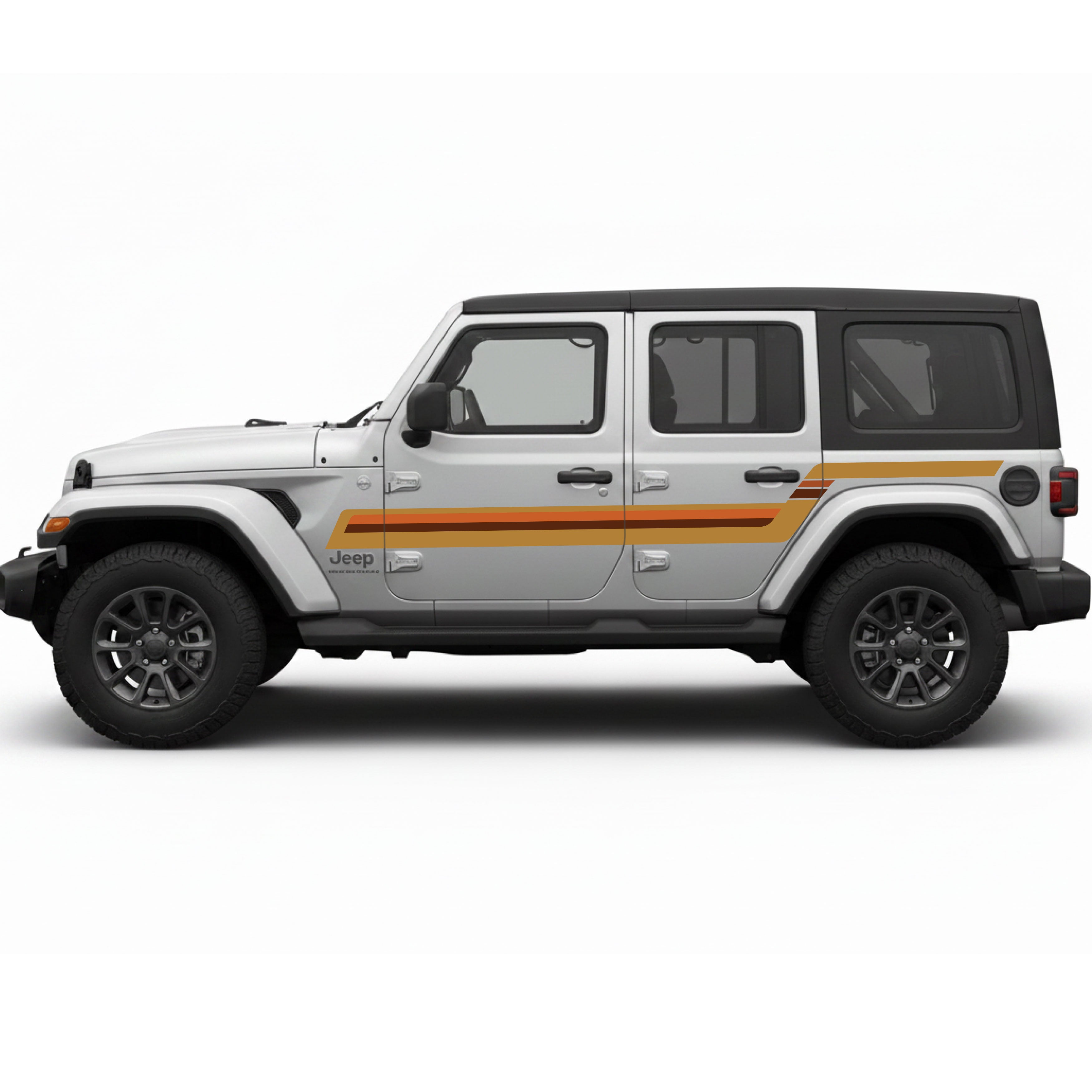Jeep Wrangler JL 4-Door ECHO PASS Retro Stripe Kit – Brown & Tan | Bodymold Signs