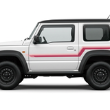 GOLDIE stripe in three shades of pink on a white Suzuki Jimny