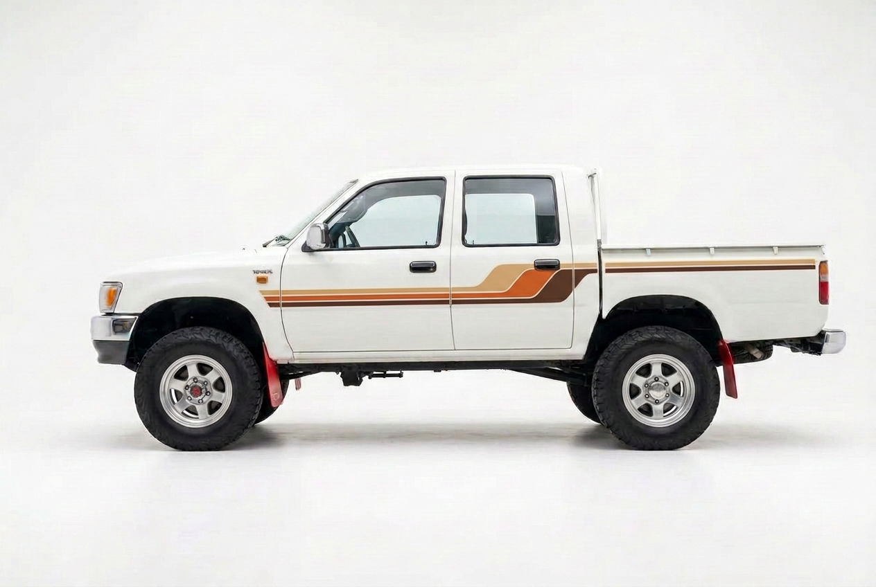 Hilux with chocolate burnt orange and tan stripes