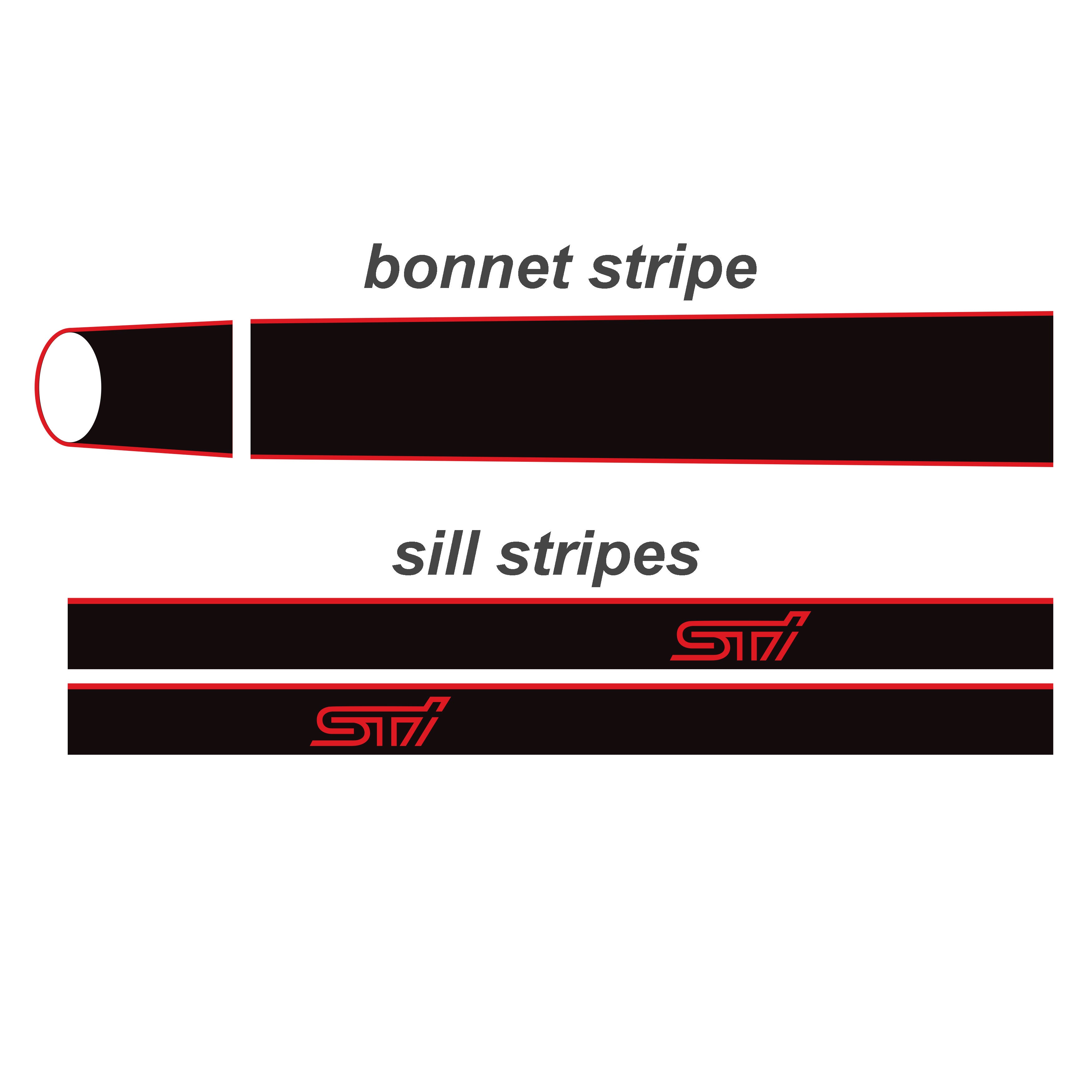 Subaru BRZ STI Sill & Bonnet Stripe Kit | Vinyl Decals