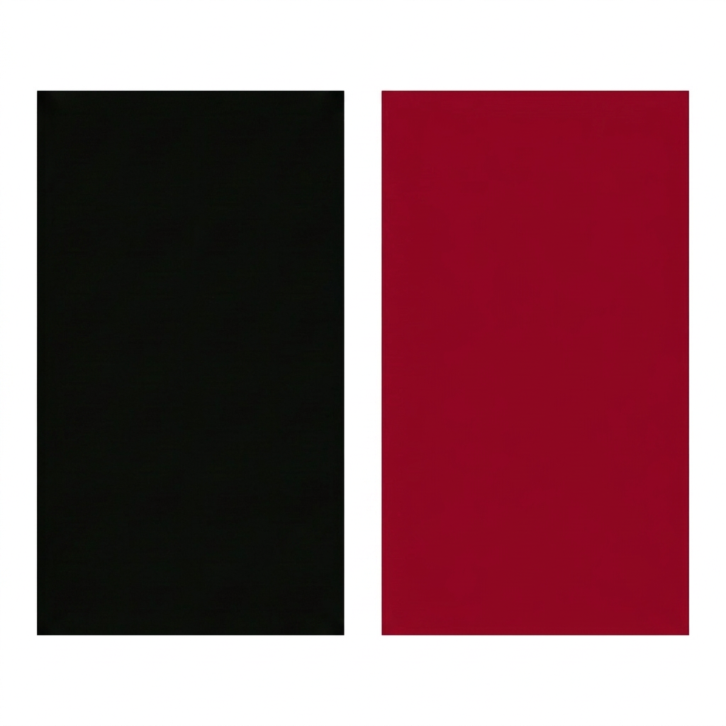 Colour swatch showing black and crimson red panels for the NAROOMA Black-Red colourway