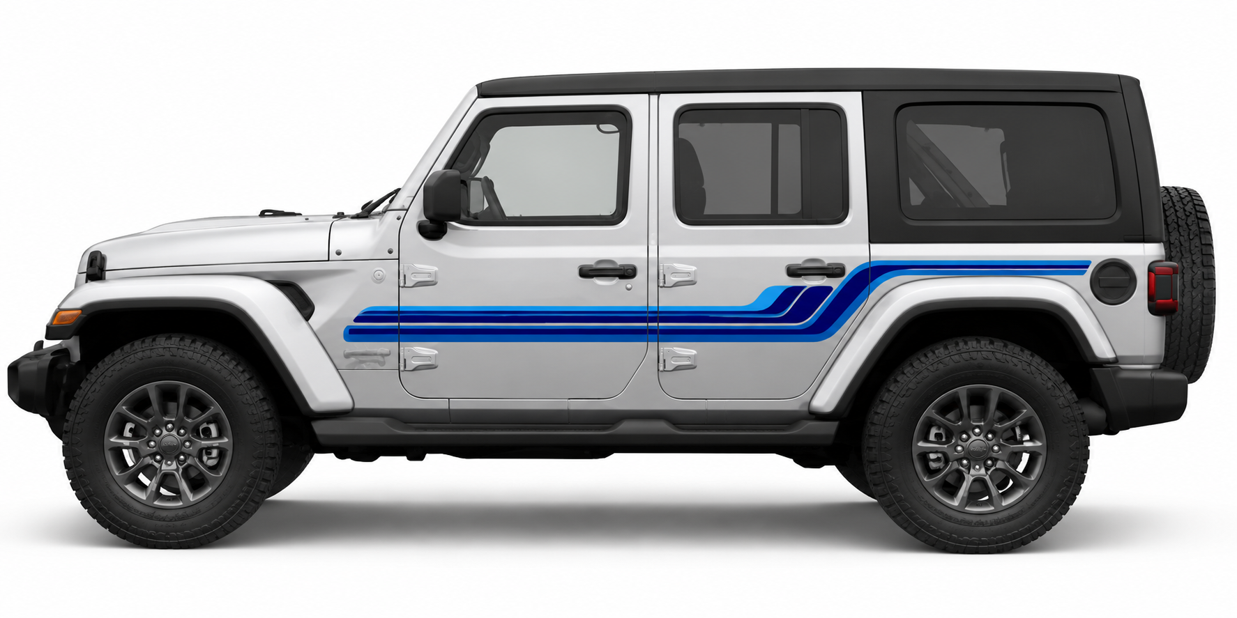 Jeep Wrangler DUNE stripe kit, blue side view