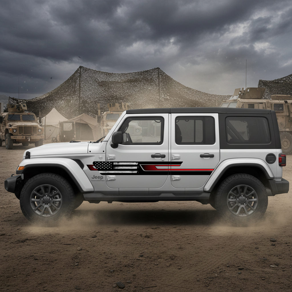 Jeep Wrangler American Flag Decals Army Background