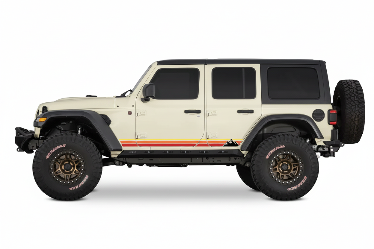 Jeep Wrangler Cream with Retro Stripe Kit