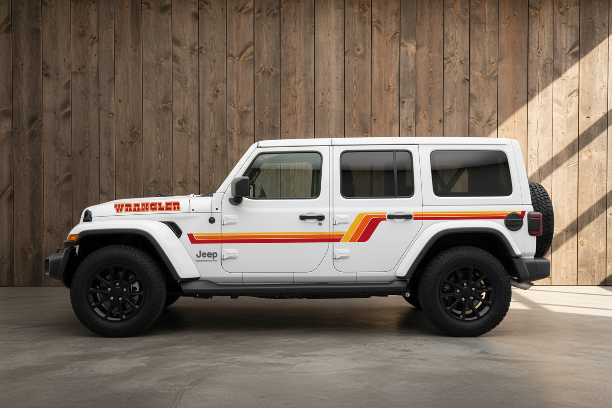 Jeep Wrangler with Rustic Background