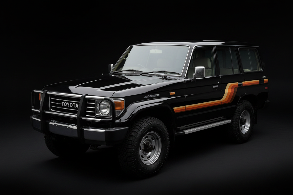 Land Cruiser 60 Series Black Angled Black Background