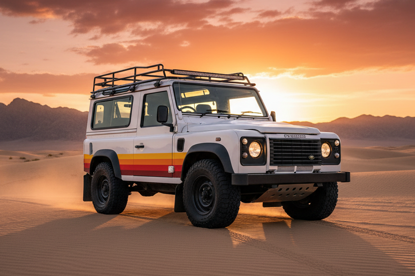 Land Rover Defender Sunset Stripes Homepage Banner
