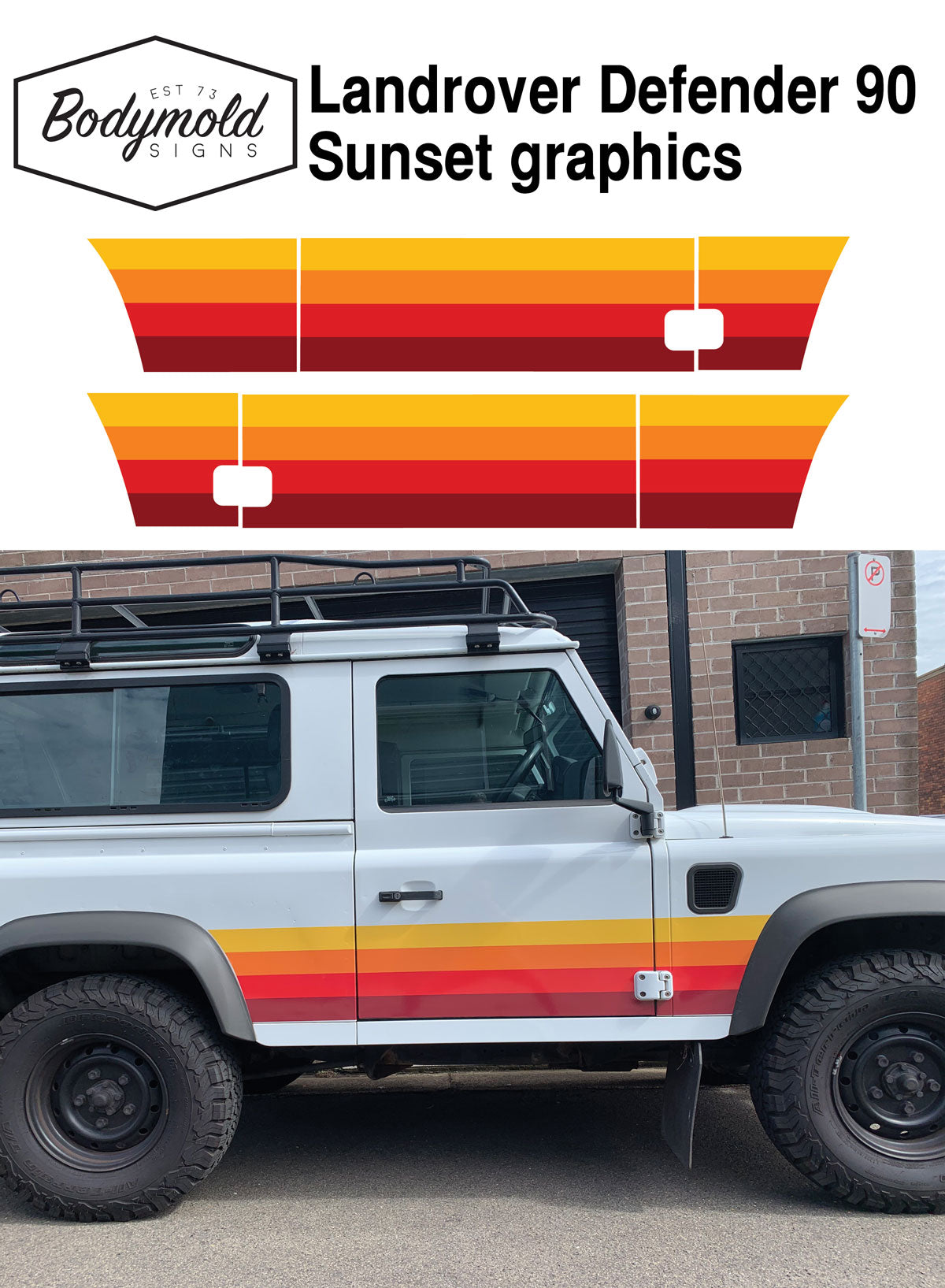 Defender 90 Sunset stripes.
