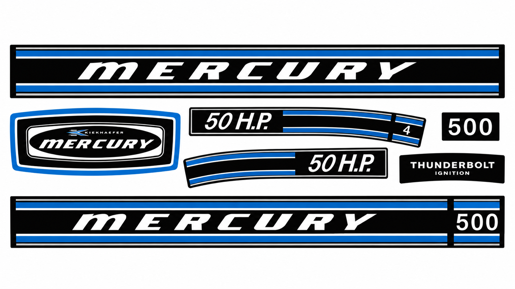 1972 Mercury 50hp replacement decal kit