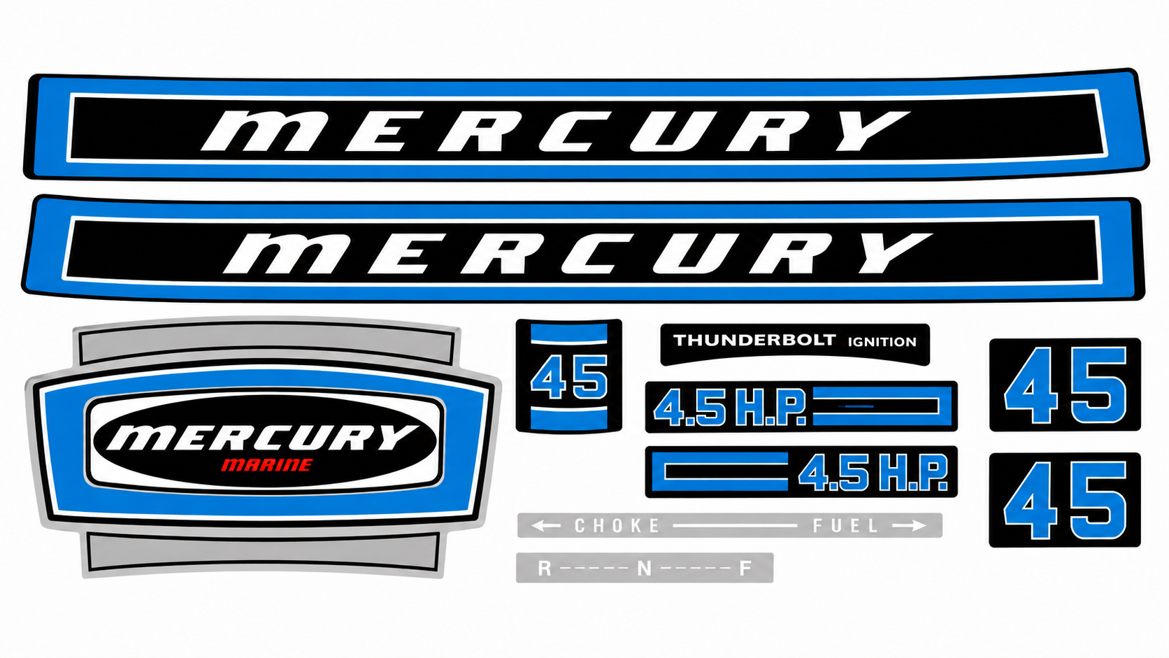 1974 Mercury 4.5hp replacement decal set
