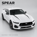 SPEAR Mustang stripe kit — AI-generated satin black design preview; fitment to be confirmed