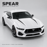 SPEAR Mustang stripe kit — AI-generated satin black design preview; fitment to be confirmed