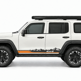 Orange sill stripe with mountain skyline and 4x4 wording