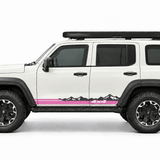 Pink sill stripe with mountain skyline and 4x4 wording