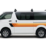 Solid apricot and orange stripes on white HiAce